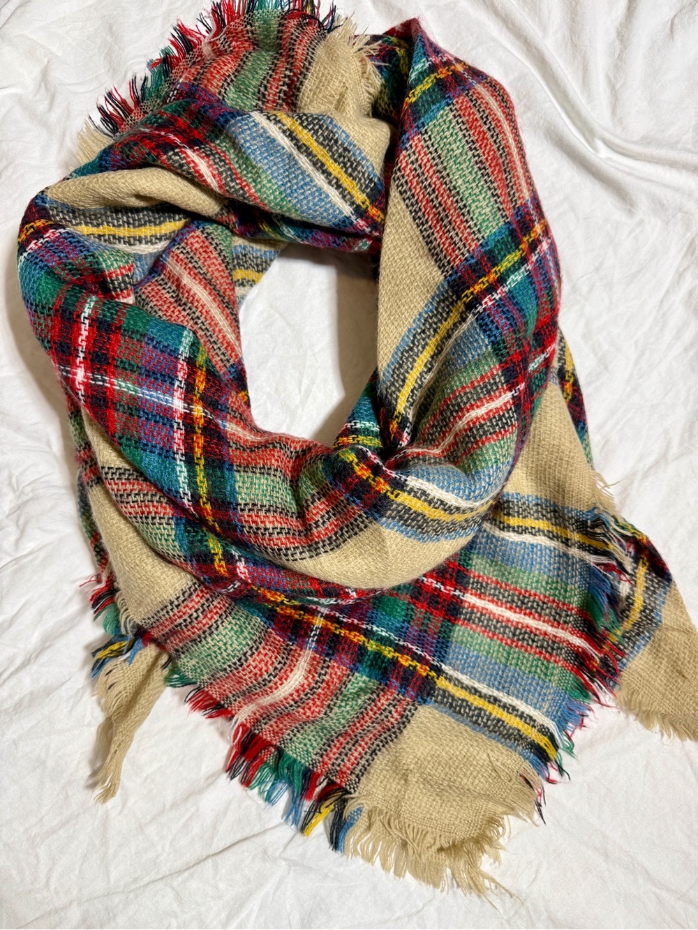 Multi-colored Plaid Blanket Scarf